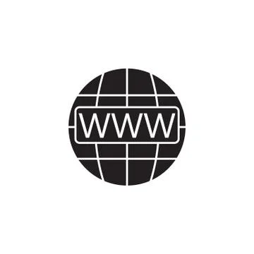 Www and globe internet solid icon, Website browser 스톡 일러스트