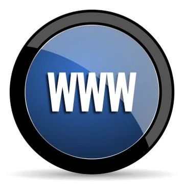 Www blue circle glossy web icon on white background, round button for interne Illustrazione stock