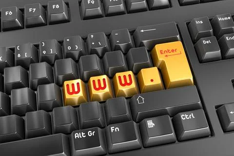 Www button , This is a computer generated and 3d rendered picture. Stock Illustration