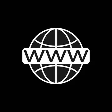 WWW flat icon. Vector concept illustration for design. World Wide Black icon. Stock Illustration