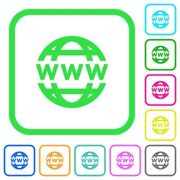 WWW globe vivid colored flat icons icons Stock Illustration