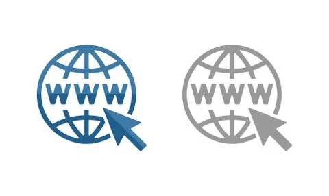 Www icon - internet domain with globe silhouette Stock Illustration