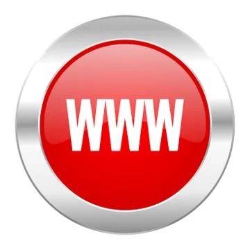 Www red circle chrome web icon isolated. Stockillustratie