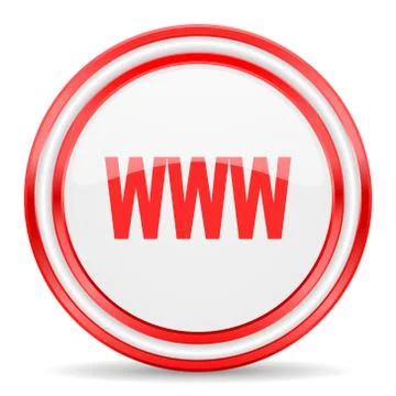 Www red white glossy web icon Illustrazione stock