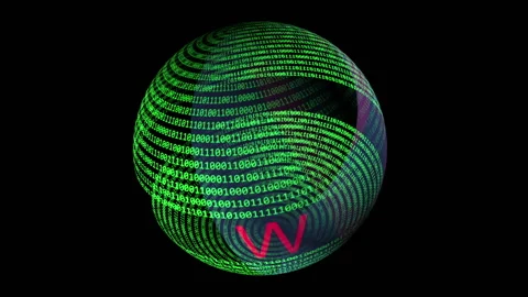 Www rotating on binary data sphere Stock Footage 131058158