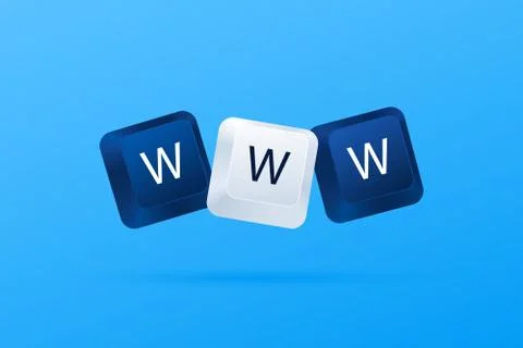 WWW word written with computer keyboard buttons. World Wide Web. Stock Illustration