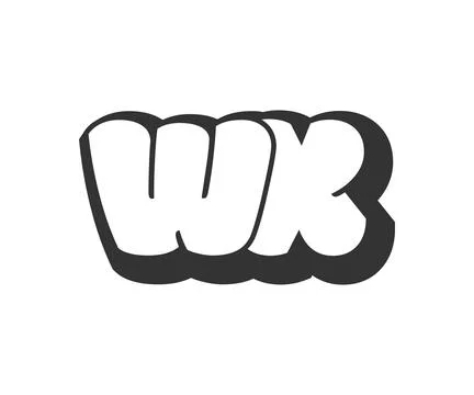 WX logo, bubble comic lettering, rounded in graffiti style black and white .. Stock Illustration