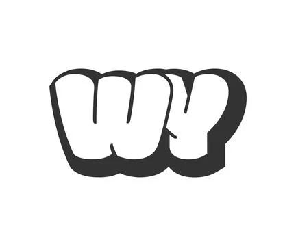 WY logo, bubble comic lettering, rounded in graffiti style black and white .. Stock Illustration