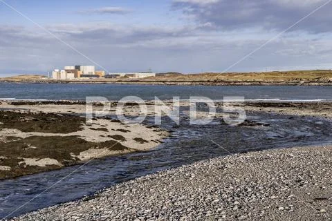 Wylfa nuclear power station on the Anglesey coast, North Wales Stock Photos
