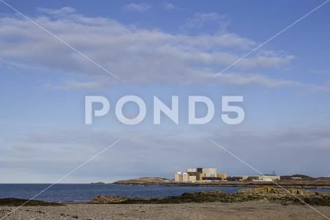Wylfa nuclear power station on the Anglesey coast, North Wales Stock Photos