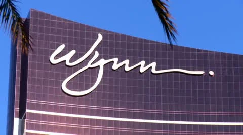 Wynn Casino close up of logo Stock Footage 22425709