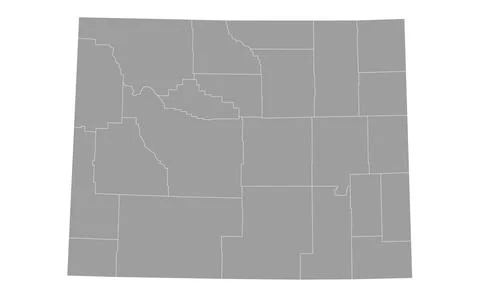 Wyoming administrative map. counties map of Wyoming, blank Wyoming Map, emp.. Stock Illustration