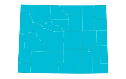 Wyoming administrative map. counties map of Wyoming, blank Wyoming Map, emp.. Stock Illustration