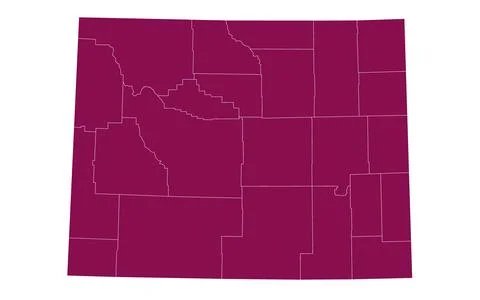 Wyoming administrative map. counties map of Wyoming, blank Wyoming Map, emp.. Stock Illustration