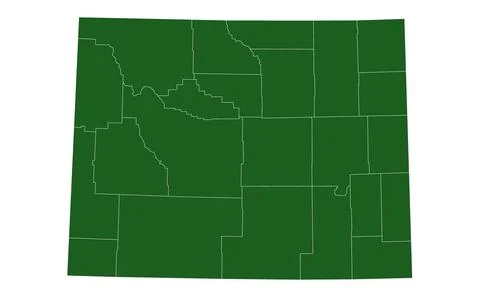 Wyoming administrative map. counties map of Wyoming, blank Wyoming Map, emp.. Stock Illustration