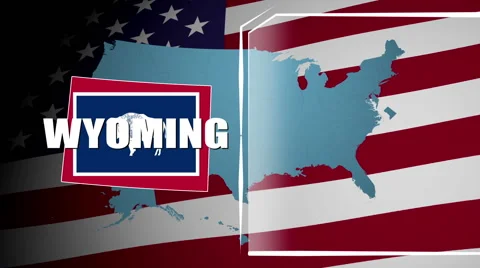 Wyoming Countered Flag and Information Panel Stock Footage 66775823