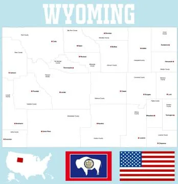 Wyoming county map Stock Illustration