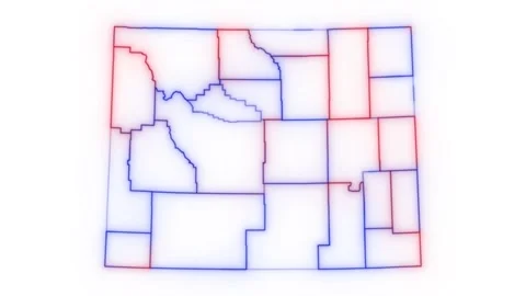Wyoming county map red blue election outline white background seamless loop Stock Footage 343868171