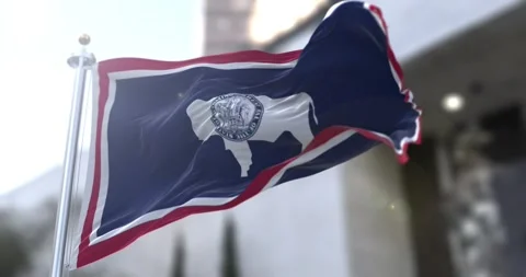 Wyoming flag waving-seamless-loop-4k-60fps Stock Footage 345515863