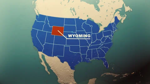Wyoming Map Highlight USA 3D Political Globe Animation Stock Footage 314062934