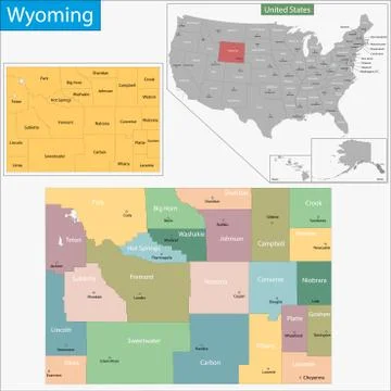 Wyoming map Stock Illustration