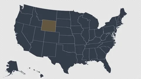 Wyoming Pulsing on US Election Map Animation Seamless Loop Alpha Channel 4K Видео 341308137