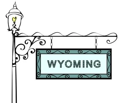 Wyoming retro pointer lamppost Stock Illustration