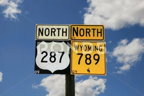 Wyoming road signs Stock Photos