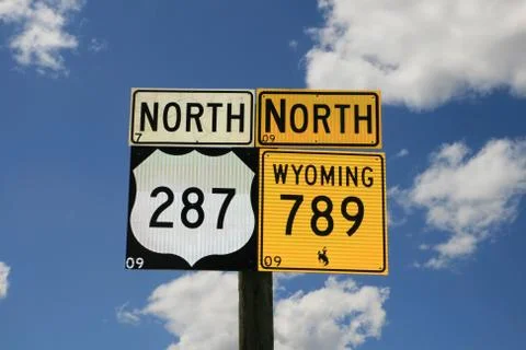 Wyoming road signs Stock Photos