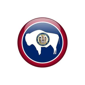 Wyoming Round Circle Button Flag of the US States Vector Template Stock Illustration