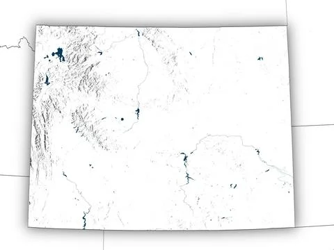 Wyoming shape with state borders, white map Illustrazione stock