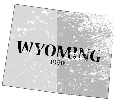 Wyoming State and Date Map Grunged Stock Illustration