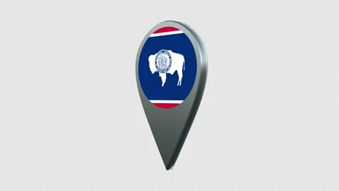 Wyoming State Flag Location Map Marker Pin With Alpha Channel Looped Vidéo 239463369