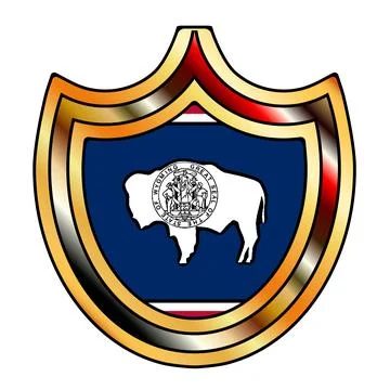 Wyoming State Flag Shield Spoof Stock Illustration