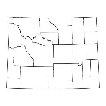 Wyoming state map with counties. Vector illustration. Stock Illustration