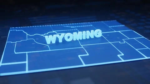 Wyoming State Map Geographic Outline Stock Footage 344749065