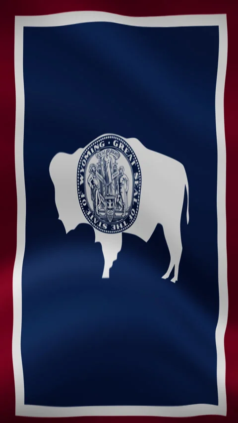 Wyoming State Waving Flag in Vertical Orientation – Realistic Loop Animation Stock Footage 294949288