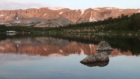 Wyoming Time Lapse: Wind River Mountains, Reflection of Stough Creek Basin Stock Footage 146242695