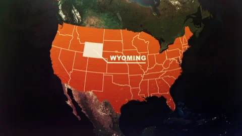 Wyoming US State Satellite Map Animation V1 Stock Footage 304233834