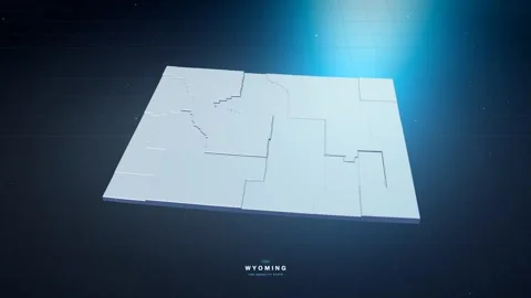 Wyoming USA state map with glowing tech digital network style Stock Footage 340614262