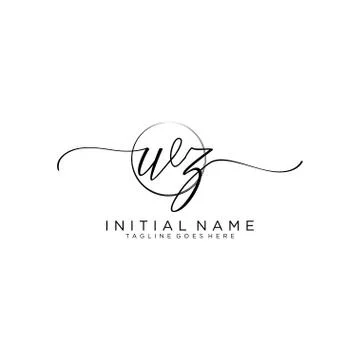 WZ Initial handwriting logo with circle template vector Stock Illustration