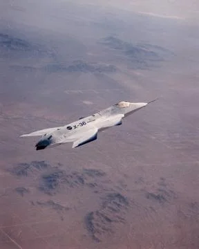 The X-36 technology demonstrator shows off its distinctive shape as the re... Stock Photos