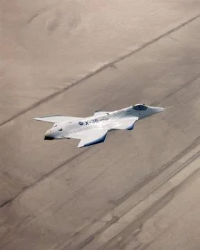 The X-36 technology demonstrator shows off its distinctive shape as the re... Stock Photos
