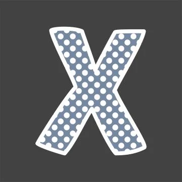 X alphabet vector letter with white and blue polka dots on black background Stock Illustration