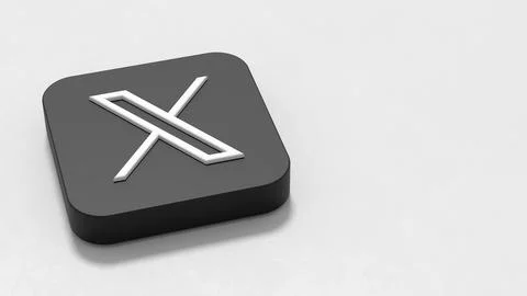 X App Icon, former Twitter, on Gray Background with Copy Space Stock Illustration