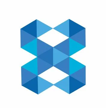 X, B initial triangle Blue diamond vector illustration and logo Stock Illustration