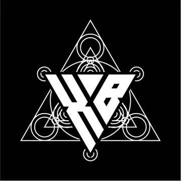X B Monogram letter logo with triangle shape design template with sacred geom Stock Illustration