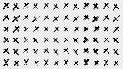 X black mark vector set collection. Cross sign icon from hand brush strokes.. Stock Illustration