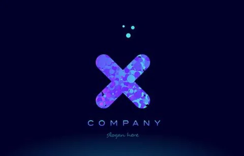 X bubble circle dots pink blue alphabet letter logo icon vector Stock Illustration