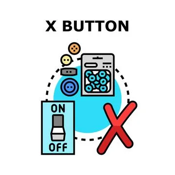 X button concept with various control elements 库存插图